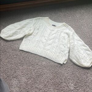 Mustard Seed Cream Cable Knit Sweater cropped small nwot